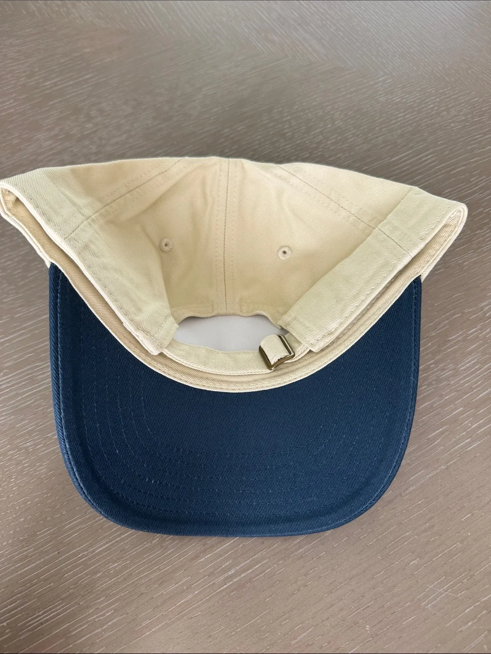 New Two-Tone Beige and Navy Cotton Baseball Cap